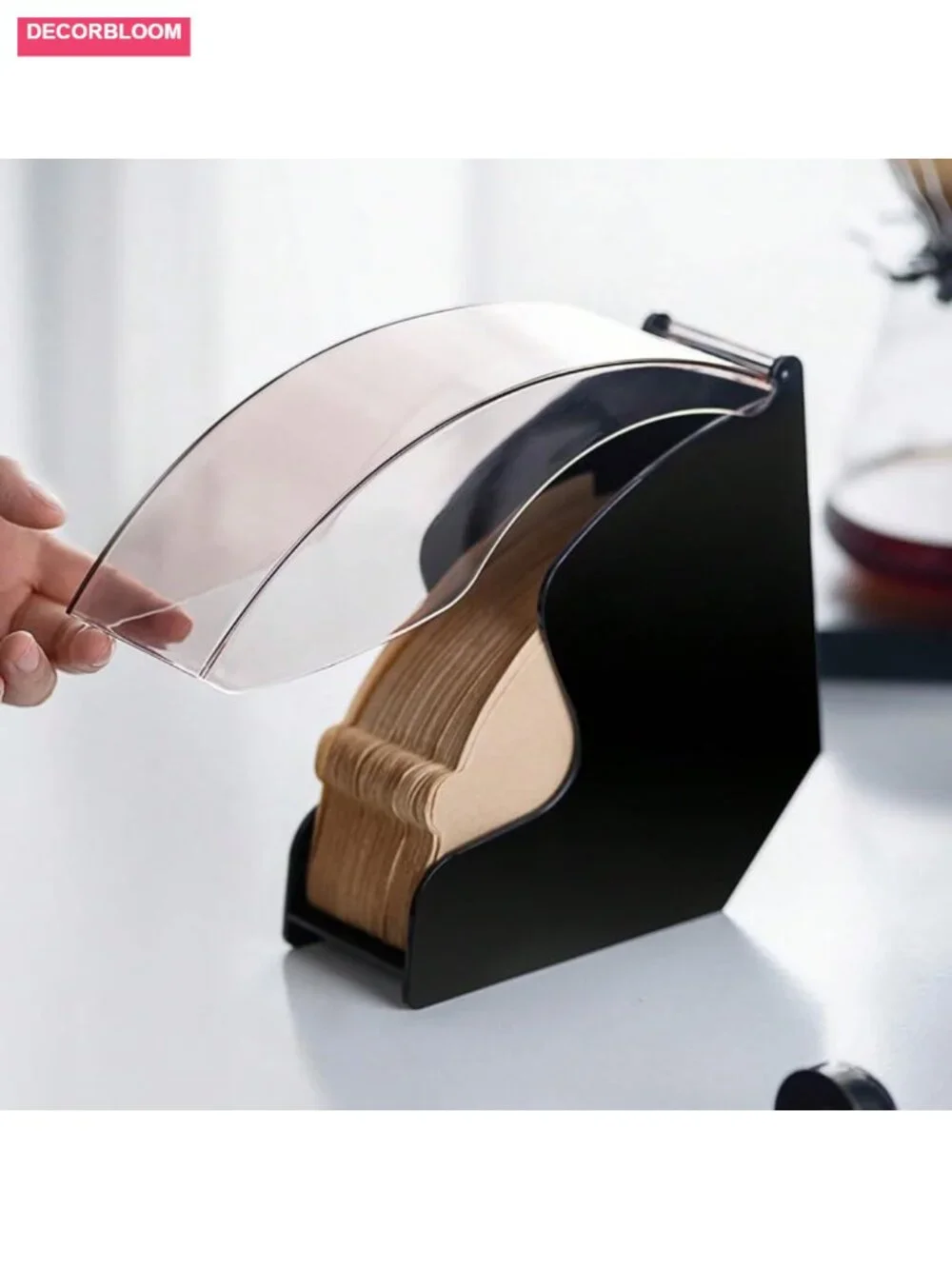 Coffee Filter Holder Storage Container for Countertop Flip-Top Lid